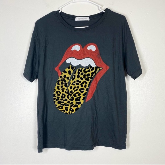DAYDREAMER NWOT Rolling Stones Flocked Leopard Tongue Tour Band